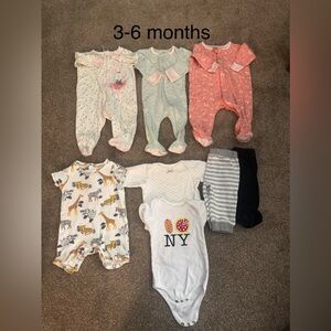 Baby Girls One-Piece sleepers, onesies and pants sz 3-6 mos
